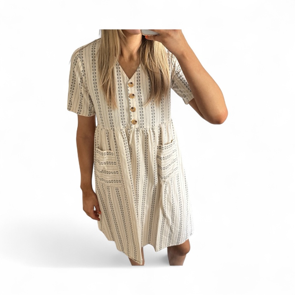 Orange Creek Cream Striped Mini Dress